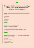 Straighterline Introduction to Sociology  FINAL TEST PREP Questions with  Detailed Verified Answers