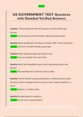 US GOVERNMENT TEST Questions  with Detailed Verified Answers 