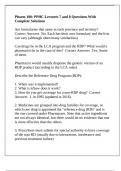 Pharm 100&colon; PPHC Lectures 7 and 8 Questions With Complete Solutions