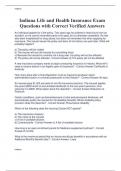 Indiana Life and Health Insurance Exam  Questions with Correct Verified Answers 