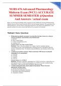 NURS 676 Advanced Pharmacology Midterm Exam &lpar;WCU&rpar; ACCURATE SUMMER SEMESTER &commat;Question And Answers &sol; actual exam