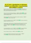 ALAT Unit 1- Introduction to Laboratory  Animal Care UPDATED   Exam Questions  and CORRECT Answers