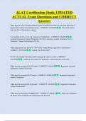 ALAT Certification Study UPDATED   ACTUAL Exam Questions and CORRECT  Answers 