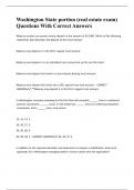 Washington State portion &lpar;real estate exam&rpar; Questions With Correct Answers