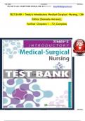 TEST BANK - Timby's Introductory Medical-Surgical  Nursing&comma; 13th  Edition &lpar;Donnelly-Moreno&rpar;&comma;   Verified Chapters 1 - 72&comma; Complete  DR ERIC  DR ERIC  DR ERIC