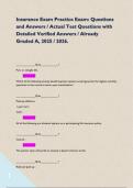 Insurance Exam Practice Exam&colon; Questions and Answers &sol; Actual Test Questions with Detailed Verified Answers &sol; Already Graded A&comma; 2025 &sol; 2026&period;   
