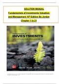 Solution Manual For Fundamentals of Investments Valuation and Management&comma; 10th Edition Jordan Chapter &lpar;1-21&rpar;