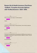 Kansas Life & Health Insurance Final Exam &sol; Q-Bank &sol; Complete Accurate Quizzes with Verified Answers &sol; 2025 &sol; 2026&period;   