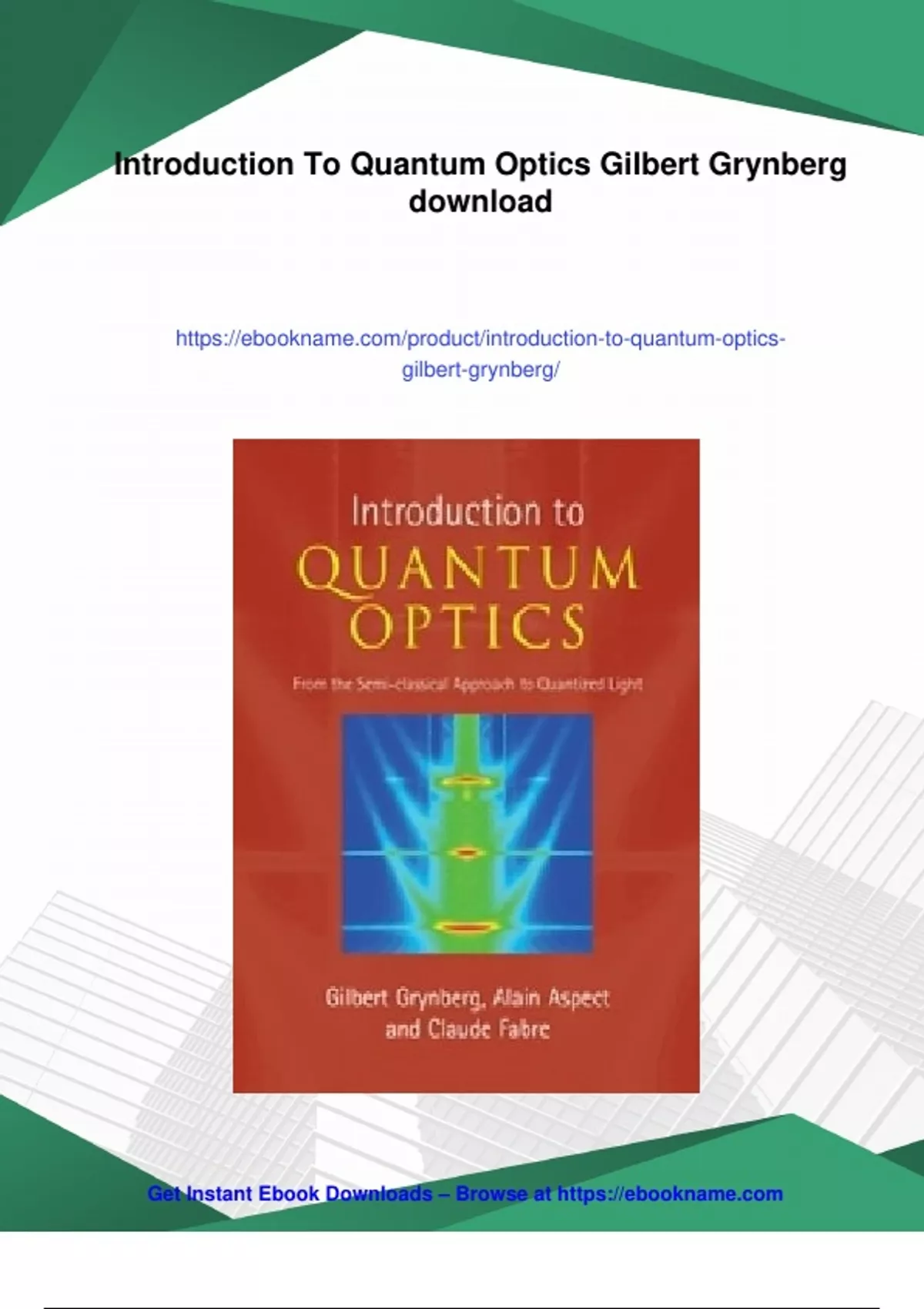Summary Introduction To Quantum Optics Gilbert Grynberg - Instant ...