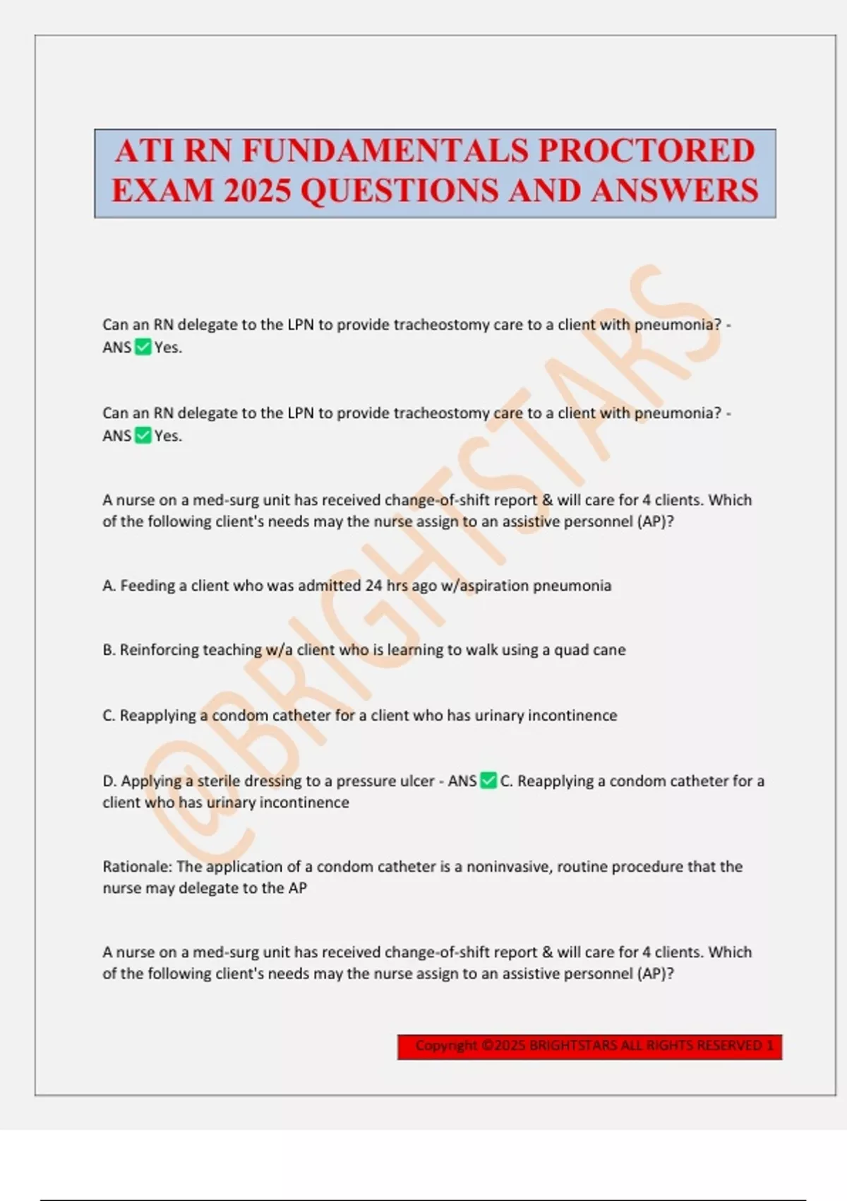 ATI RN FUNDAMENTALS PROCTORED EXAM 2025 QUESTIONS AND ANSWERS - ATI RN ...
