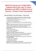 HESI PN Exit Exam V5 2025&sol;2026 &ndash; Updated Full Exam with 75 Actual Questions and 100&percnt; Verified Correct Answers &vert; Version 5 Pass Guaranteed