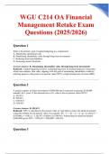 WGU C214 OA Financial Management Retake Exam 2025&sol;2026 &ndash; Latest Verified Questions and Correct Answers