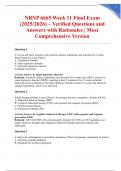 NRNP 6665 Week 11 Final Exam &lpar;2025&sol;2026&rpar; &ndash; Verified Questions and Answers with Rationales &vert; Most Comprehensive Version