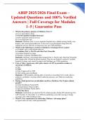 AHIP 2025&sol;2026 Final Exam &ndash; Updated Questions and 100&percnt; Verified Answers &vert; Full Coverage for Modules 1&ndash;5 &vert; Guarantee Pass