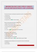 BIOMECHANICS MULTIPLE CHOICE EXAM 2025 QUESTIONS AND ANSWERS