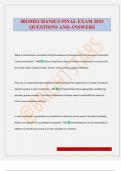 BIOMECHANICS FINAL EXAM 2025 QUESTIONS AND ANSWERS