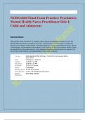 NURS 6660 Final Exam Practice&colon; Psychiatric  Mental Health Nurse Practitioner Role I&colon;  Child and Adolescent 