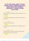 PLTW CEA FINAL EXAM &sol; STUDY GUIDE LATEST VERSION 2025-2026 &sol; QUESTIONS AND CORRECT ANSWERS &sol; A GRADE SCORE SOLUTION&period; 
