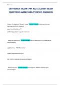 ORTHOTICS EXAM CPM 2025 &vert;LATEST EXAM QUESTIONS WITH 100&percnt; VERIFIED ANSWERS
