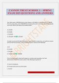 CANNON TRUST SCHOOL 1 &ndash; SPRING EXAM 2025 QUESTIONS AND ANSWERS