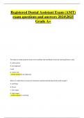 Registered Dental Assistant &lpar;AMT&rpar; Exam 2025&sol;2026 &ndash; Latest Questions & Detailed Answers &lpar;A&plus; Guide Solutions&rpar;