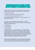 PHARMACOLOGY FINAL EXAM WITH CORRECT ANSWERS 2025