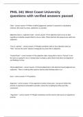 PHIL 341 West Coast University questions with verified answers passed