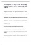Anatomy Ch 1-3 West Coast University questions with verified answers already passed