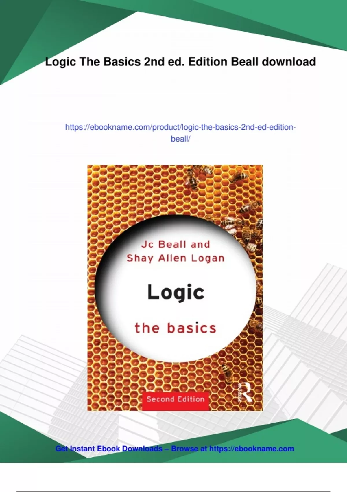 Summary Logic The Basics 2nd ed. Edition Beall - Digital Download ...
