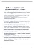 College Biology Final Exam Questions with Verified Answers