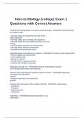 Intro to Biology &lpar;college&rpar; Exam 1 Questions with Correct Answers