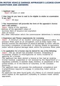 PA Motor Vehicle Damage Appraiser's License-Exam Questions and Answers