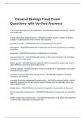 General Biology Final Exam Questions with Verified Answers