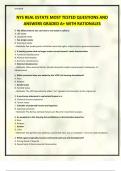 NYS REAL ESTATE MOST TESTED QUESTIONS AND ANSWERS GRADED A&plus; WITH RATIONALES