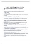 Grade 11 Biology Exam Review Questions with Correct Answers