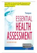 Essential Health Assessment Test Bank&colon; Comprehensive Guide for Nursing Professionals&comma; 2nd Edition BY JANICE M THOMPSON&comma; CHAPTER 1 - 24&comma; Already Graded A&plus;
