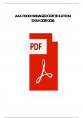 AAA FOOD MANAGER CERTIFICATION EXAM 2025 NEWEST EXAM COMPLETE 200 QUESTIONS WITH DETAILED VERIFIED ANSWERS &lpar;100&percnt; CORRECT&rpar; &sol;ALREADY GRADED