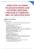 SERVSAFE ALCOHOL EXAM QUESTIONS AND ANSWERS &lpar;2025&sol;2026&rpar; &ndash; UPDATED & VERIFIED &vert; 100&percnt; GUARANTEE PASS