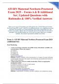 ATI RN Maternal Newborn Proctored Exam 2025 &ndash; Forms A & B Additional Set &vert; Updated Questions with Rationales & 100&percnt; Verified Answers