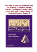 Test Bank Nursing Research Generating and Assessing Evidence for Nursing Practice 11th Edition by Denise Polit & Cheryl Beck &comma; ISBN&colon;9781975110642 All Chapters &vert;Complete Guide A&plus;&vert;