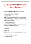 NR 599 Midterm Study Guide 2025&sol;2026 &ndash; Chamberlain Nursing Informatics Overview with Verified Answers