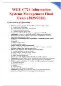 WGU C724 Information Systems Management Final Exam &lpar;2025&sol;2026&rpar;