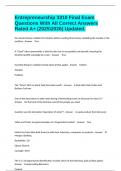 Entrepreneurship 3310 Final Exam Questions With All Correct Answers Rated A&plus; &lpar;20252026&rpar; Updated&period;