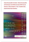 Test Bank For Clinical Nursing Skills and Techniques 11th Edition by Anne Griffin Perry&comma; Patricia A&period; Potter Chapter 1- 43 Complete