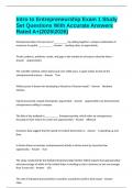 Intro to Entrepreneurship Exam 1 Study Set Questions With Accurate Answers  Rated A&plus;&lpar;20252026&rpar;