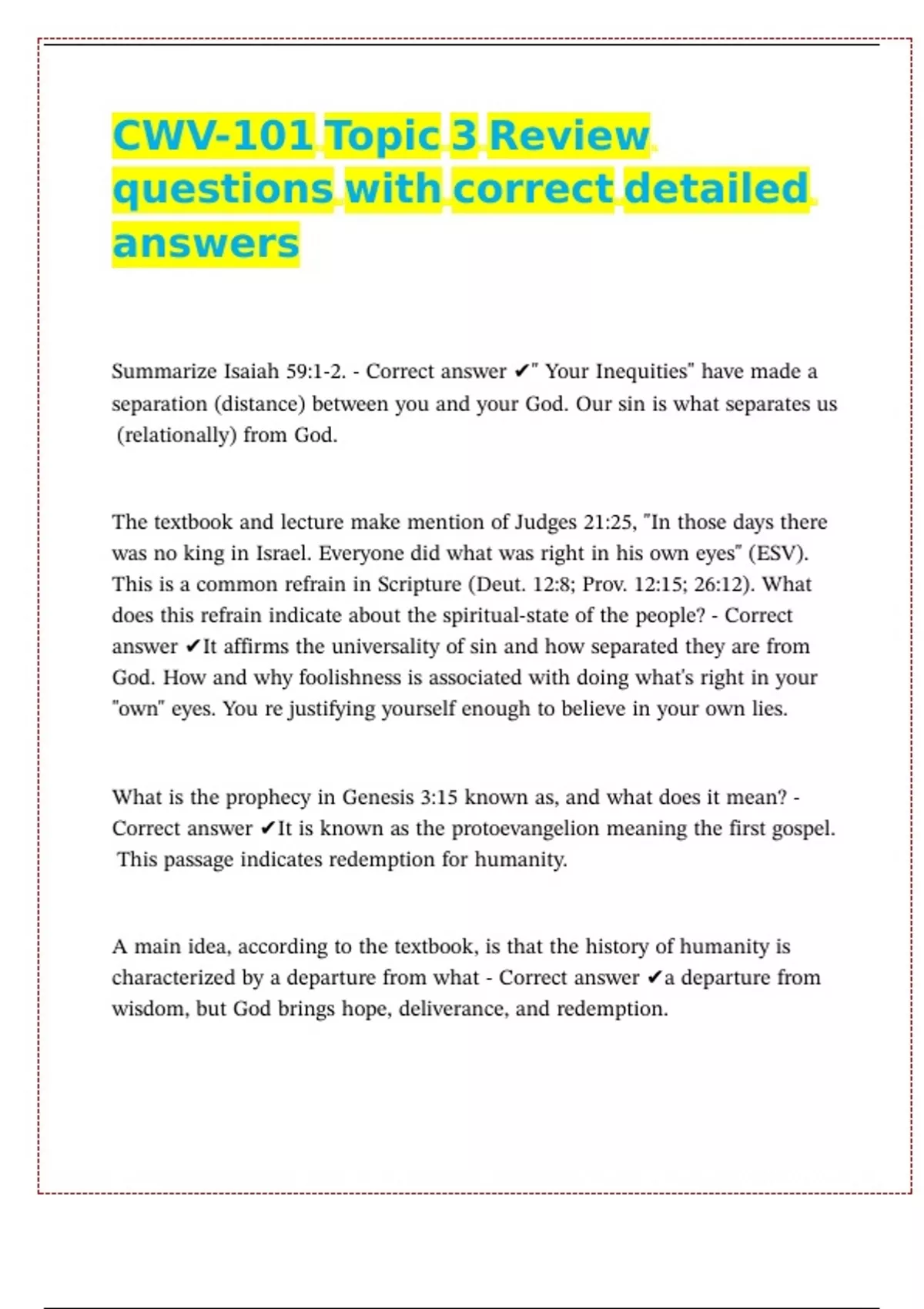 CWV-101 Topic 3 Review questions with correct detailed answers - CWV ...