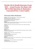 Florida Life & Health Insurance Exam 2025 &ndash; Actual Practice Test Bank with 200 Verified Questions & Rationales &vert; Guaranteed Pass &vert; Latest Update