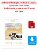  Test Bank for Bontrager&rsquo;s Textbook of Radiographic Positioning and Related Anatomy &vert; 10th Edition by Lampignano &vert; All Chapters Complete