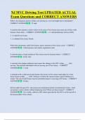 NJ MVC Driving Test UPDATED ACTUAL  Exam Questions and CORRECT ANSWERS