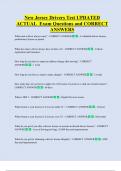 New Jersey Drivers Test UPDATED  ACTUAL  Exam Questions and CORRECT  ANSWERS 
